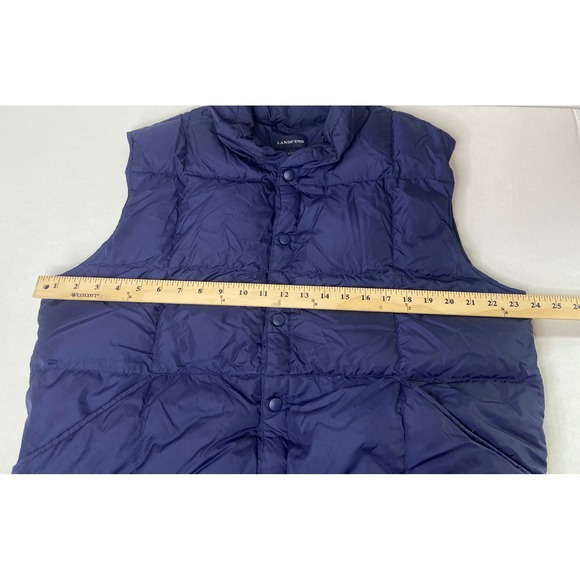 Lands' End Women's Large Navy Blue Down Puffer Vest Snap Front Quilted - Picture 8 of 10